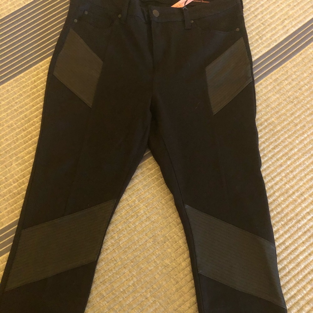 Black stretch moto pants